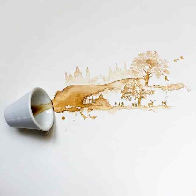 咖啡作畫 當溢出的潑墨邂逅文藝創(chuàng)作